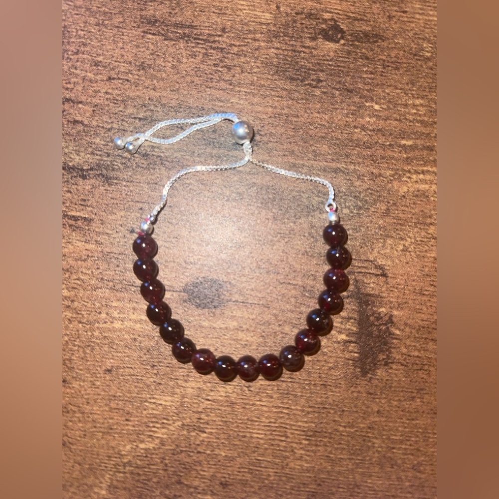 Elegant Orissa Rholodite Garnet Beaded Bolo Bracelet